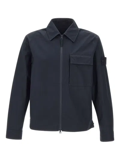 Stone Island Two-way Zip Chest-pocket Jacket In Blue