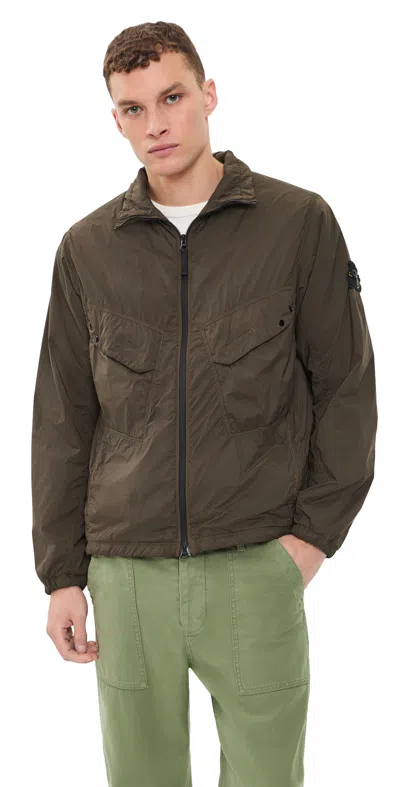 Stone Island Ultralight Stand Collar Jacket Coal Grey In Brown