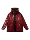 Stone Island Hooded Parka With Prismatic Effect And Padded Lining In Red