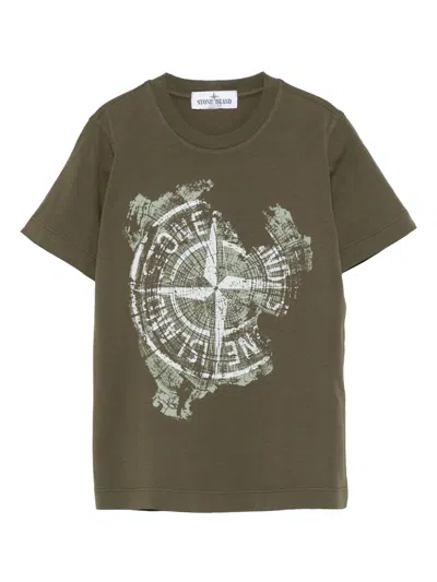 Stone Island Unisex Kids Cotton T-shirt In Green