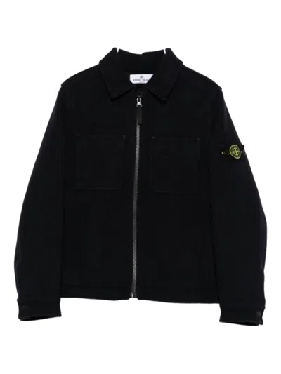 Stone Island Unisex Mini Wool Blend Trench Coat In Black