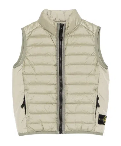 Stone Island Upright Neck Down Vest In Brown