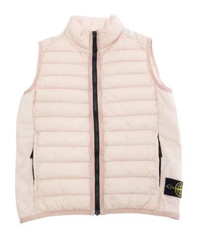 Stone Island Upright Neck Down Vest In Nude