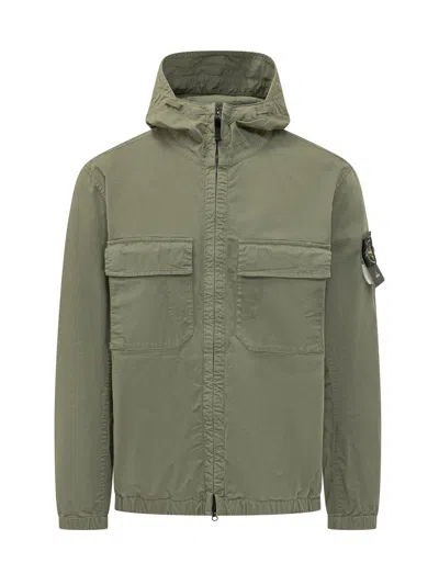 Stone Island Utility Jacket With Hood And Pockets - Ss26 In Green