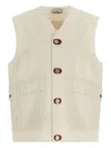 Stone Island Garment-washed Cotton Gabardine Vest With V-neck In Neutral