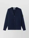Stone Island Cardigan With Reverse Stitch Details And Button Fastening In Blue