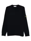 Stone Island Organic Cotton Crewneck Sweatshirt In Black