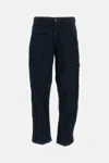 Stone Island Straight Textured Fabric Trousers With Belt Loops In Blue