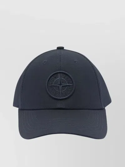 Stone Island Versatile Cap With Curved Brim And Logo In Blue