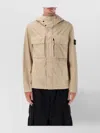 Stone Island Canvas Weave Cotton Hooded Field Jacket In Neutral