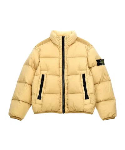 Stone Island Vertical Collar Quilted Down Jacket In Nude
