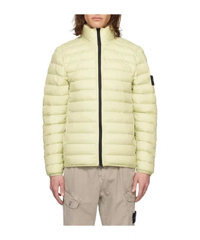 Stone Island Vertical Collar Zipper Down Jacket In Green