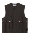 Stone Island Vest With Cotton Ripstop Lining And Multiple Pockets In Charcoal-grey