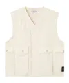 Stone Island Vest With Cotton Ripstop Lining And Multiple Pockets In Ivory
