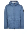 Stone Island Quilted Hooded Jacket With Two Front Pockets In Blue
