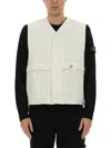 Stone Island Logo Sleeveless Vests With Button And Side Pockets