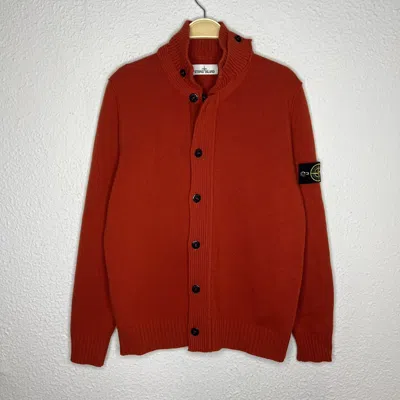 Pre-owned Stone Island Vintage  Sweater Jumper Knitwear Wool Cardigan In Red