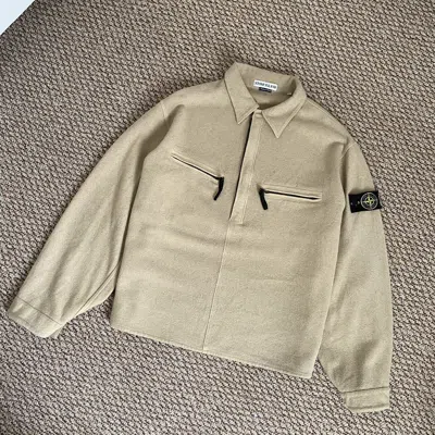 Pre-owned Stone Island Vintage Wool Shirt Overshirt Ss/98 Jacket In Sand