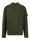 Stone Island 5100023 Ribbed Mock-neck Sweater In Green