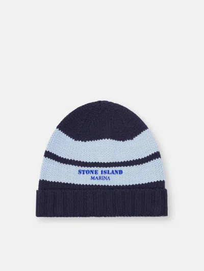 Stone Island Virgin Wool Beanie In Brown