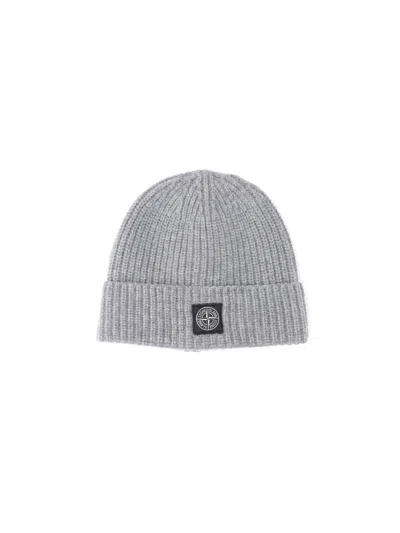 Stone Island Virgin Wool Beanie In Gray