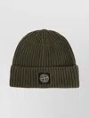 Stone Island Beanie With Compass Patch And Ribbed Cuff