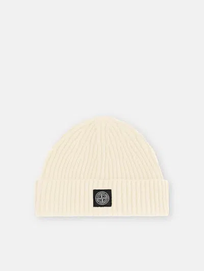 Stone Island Virgin Wool Beanie In Brown