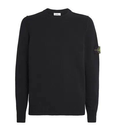 Stone Island Virgin Wool-blend Midweight Sweater In Black