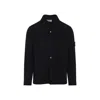Stone Island Textured Knit Sweater With Button-up Front In Black