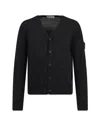 Stone Island Cardigan In Lana Vergine In Black