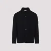 Stone Island Textured Knit Sweater With Button-up Front In Black