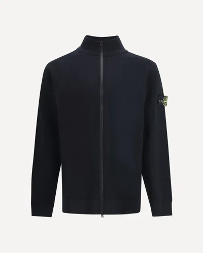 Stone Island Virgin Wool Cardigan In Black