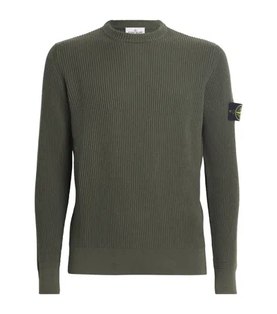 Stone Island Virgin Wool Crew-neck Sweater In Green