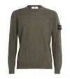 Stone Island Crew Neck Sweater Ribbed Cuffs In Green