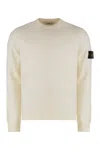 Stone Island Crew Neck Wool Sweater With Reverse Stitch Details Clothing In Neutral