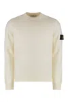 Stone Island Crew Neck Wool Sweater With Reverse Stitch Details Clothing In Neutral