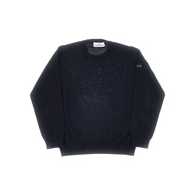 Stone Island Virgin Wool Crewneck Sweater Kids In Black