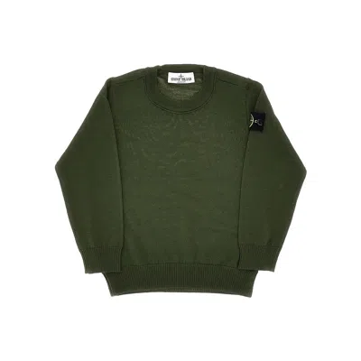 Stone Island Virgin Wool Crewneck Sweater Kids In Black