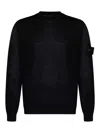Stone Island Ribbed Crewneck Sweater With Hood And Pockets In Black