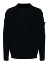 Stone Island Blue Virgin Wool Crewneck Sweater In Black