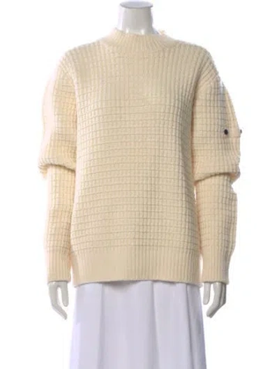 Pre-owned Stone Island Virgin Wool Mock Neck Sweater W/ Tags In Neutral