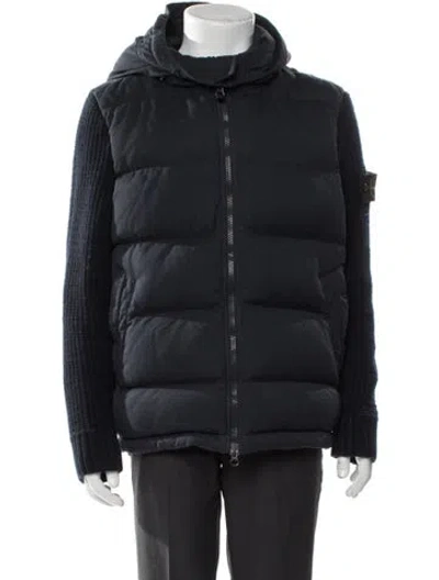 Pre-owned Stone Island Virgin Wool Puffer Coat In Blue