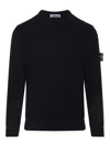 Stone Island Ribbed Wool Turtleneck Sweater Clothing In Blue