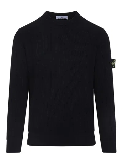 Stone Island Virgin Wool Pullover In Blue