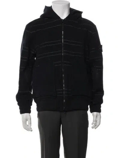 Pre-owned Stone Island Virgin Wool Striped Jacket In Black