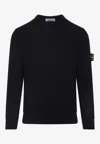 Stone Island Wool Crew Neck Pullover In Black