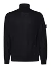 Stone Island Ribbed Turtleneck Sweater Long Sleeves In Black