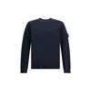 Stone Island Fine-knit Wool Crew-neck Sweater With Side Logo Badge In Blue