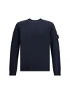 Stone Island Fine-knit Wool Crew-neck Sweater With Side Logo Badge In Blue