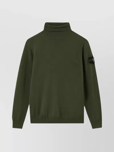 STONE ISLAND VIRGIN WOOL TURTLENECK KNIT SWEATER
